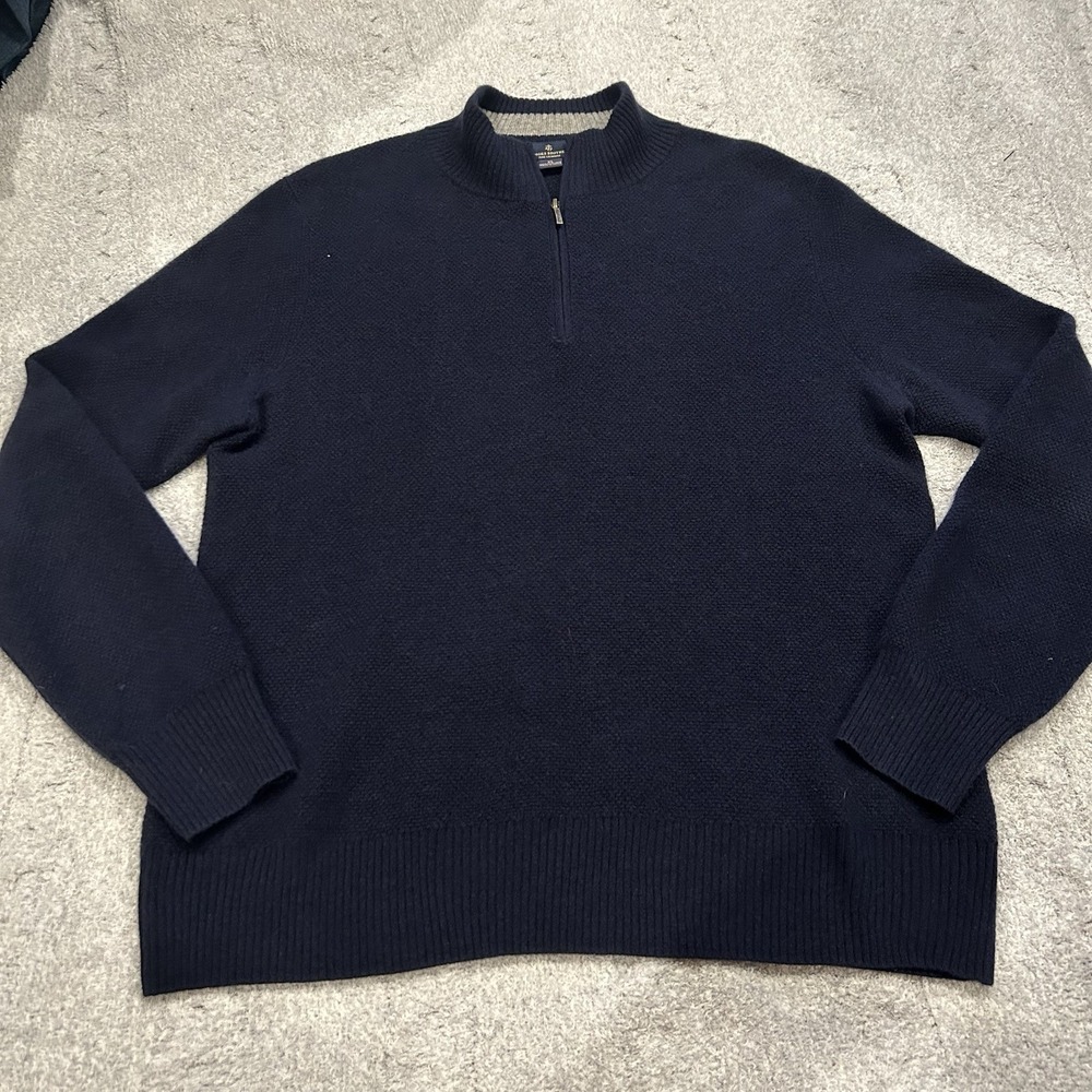 Brooks Brothers 1/4 Zip Sweater Cashmere Navy XL Quiet Luxury Preppy Luxe